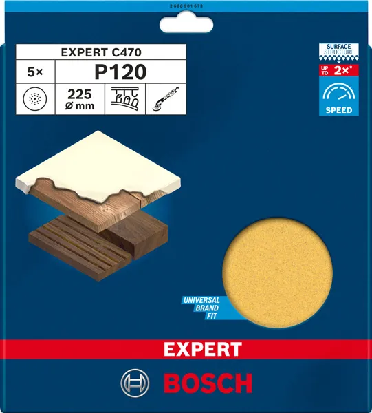 EXPERT C470 brusni papir od 225 mm, G 120, 5 komada 2608901673