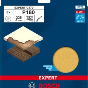 EXPERT C470 brusni papir od 225 mm, G 180, 5 komada 2608901674