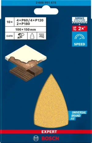 Komplet EXPERT C470 brusnih papira 100 x 150 mm, G 60/120/180, 10 komada 2608901675