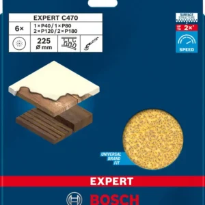 EXPERT C470 brusni papir od 225 mm, G 40/80/120/180, 6 komada 2608901677