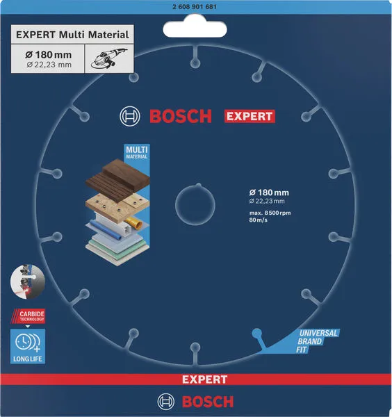 EXPERT Multi Material Carbide rezna ploča, 180 x 22,23 mm 2608901681