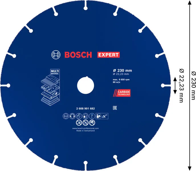 EXPERT Multi Material Carbide rezna ploča, 230 x 22,23 mm 2608901682