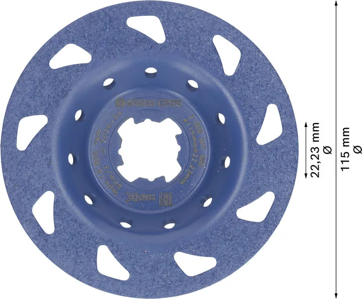 EXPERT Multi Material Carbide glava za brušenje, fina, ravna, X-LOCK, 115 mm, 22,23 mm 2608901686
