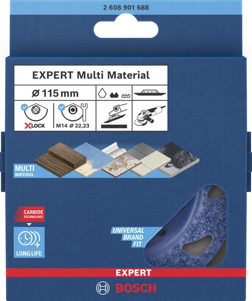 EXPERT Multi Material Carbide glava za brušenje, srednja, pod uglom, X-LOCK, 115 mm, 22,23 mm 2608901688