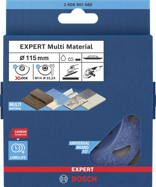EXPERT Multi Material Carbide glava za brušenje, fina, pod uglom, X-LOCK, 115 mm, 22,23 mm 2608901689