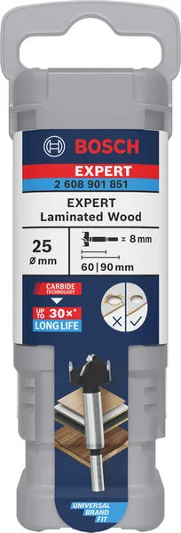 EXPERT Laminated Wood Hinge Cutting burgija, 25×60×90 mm 2608901851