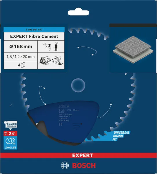 EXPERT Fibre Cement list kružne testere, 168×1,8/1,2×20 mm, T4 2608901877