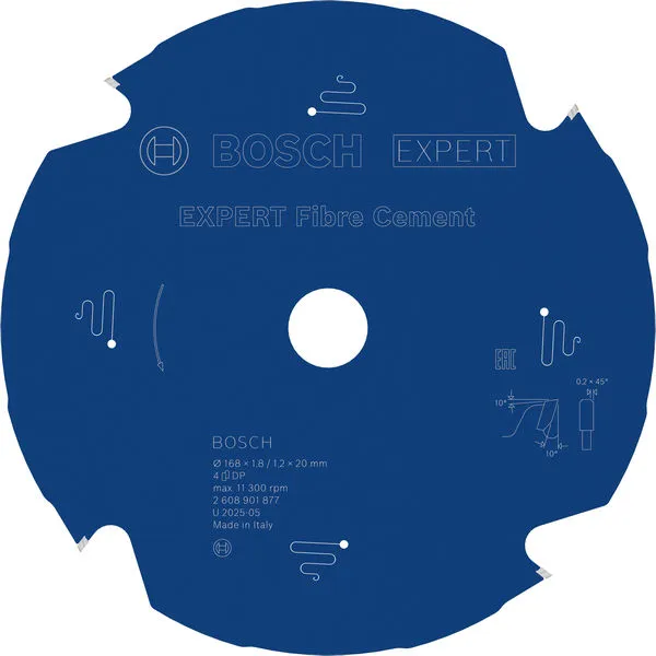 Bosch EXPERT Fibre Cement list kružne testere, 168×1,8/1,2×20 mm, T4 2608901877