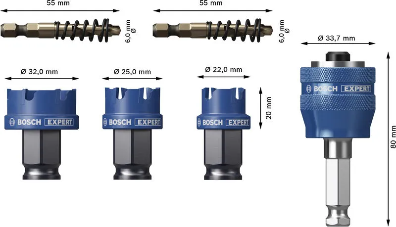 EXPERT Sheet Metal Power Change Plus testera za otvore, 22