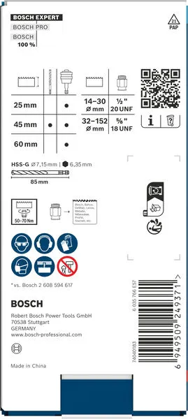 EXPERT Power Change Plus set za konverziju, šestostrani prihvat 11 mm, HSS-G, 7,15×45×85 mm, 2 adapterske navrtke 2608902039