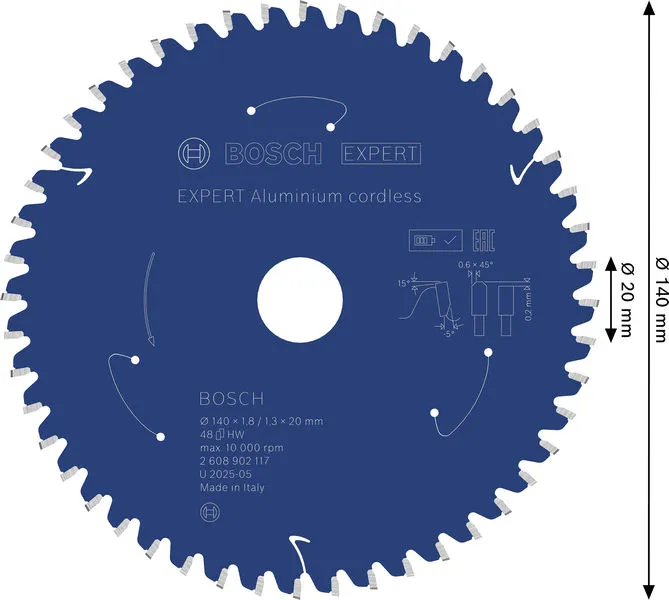 EXPERT Aluminium cordless list kružne testere, 140×1,8/1,3×20 mm, T48 2608902117