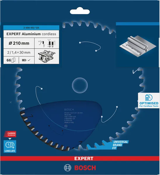 EXPERT Aluminium cordless list kružne testere, 210×2/1,4×30 mm, T66 2608902123