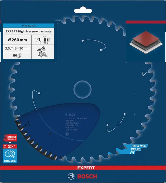 EXPERT High Pressure Laminate list kružne testere, 260×2,5/1,8×30 mm, T80 2608902125
