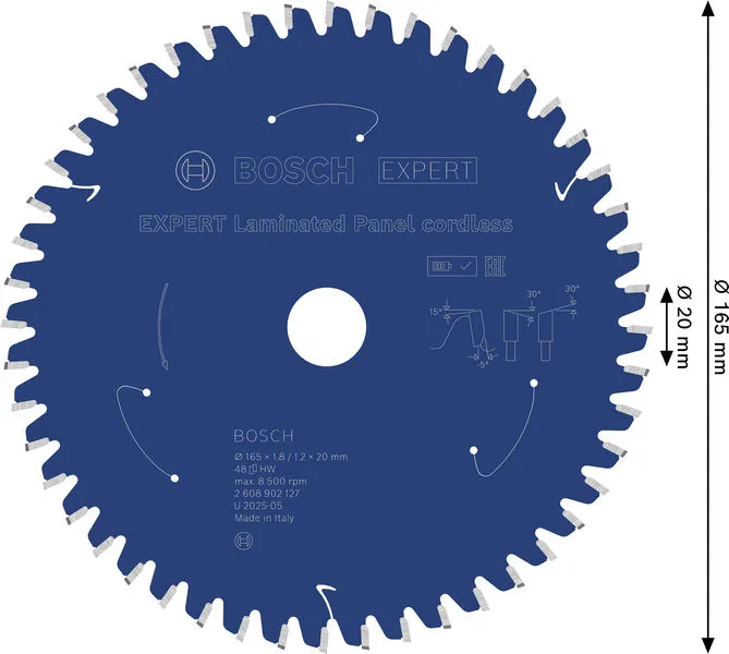 EXPERT Laminated Panel cordless list kružne testere, 165×1,8/1,2×20 mm, T48 2608902127