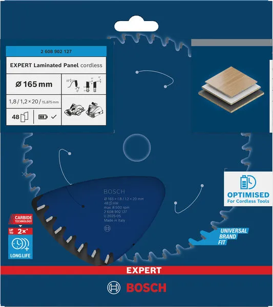 EXPERT Laminated Panel cordless list kružne testere, 165×1,8/1,2×20 mm, T48 2608902127