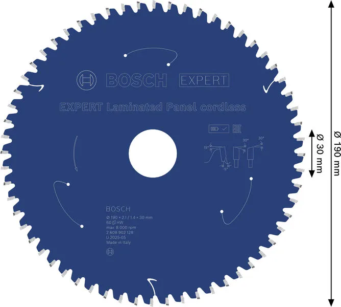 EXPERT Laminated Panel cordless list kružne testere, 190×2,1/1,4×30 mm, T60 2608902128