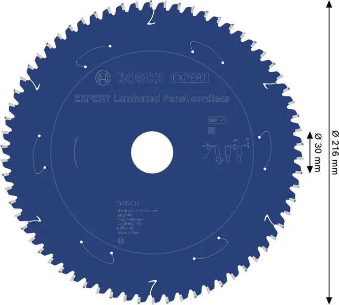 EXPERT Laminated Panel cordless list kružne testere, 216×2,1/1,4×30 mm, T66 2608902130