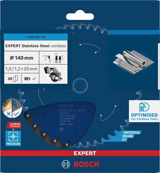EXPERT Stainless Steel cordless list kružne testere, 140×1,5/1,2×20 mm, T30 2608902133