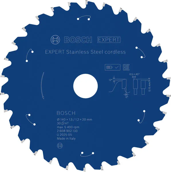 Bosch EXPERT Stainless Steel cordless list kružne testere, 140×1,5/1,2×20 mm, T30 2608902133