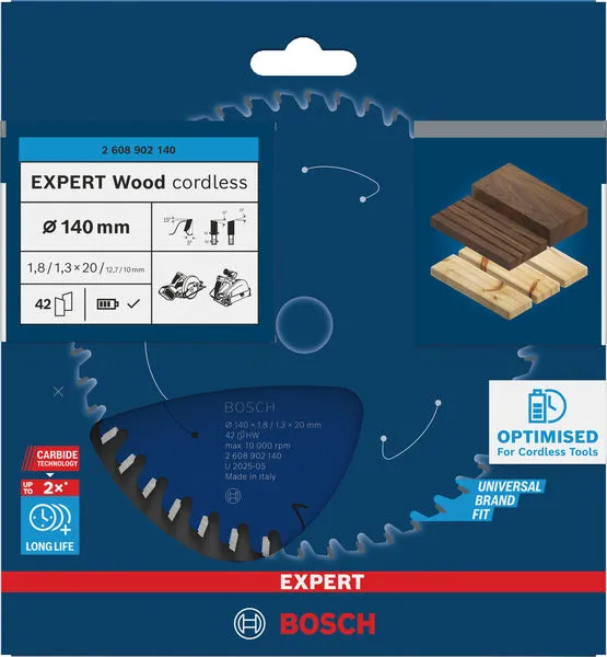 EXPERT Wood cordless list kružne testere, 140×1,8/1,3×20 mm, T42 2608902140
