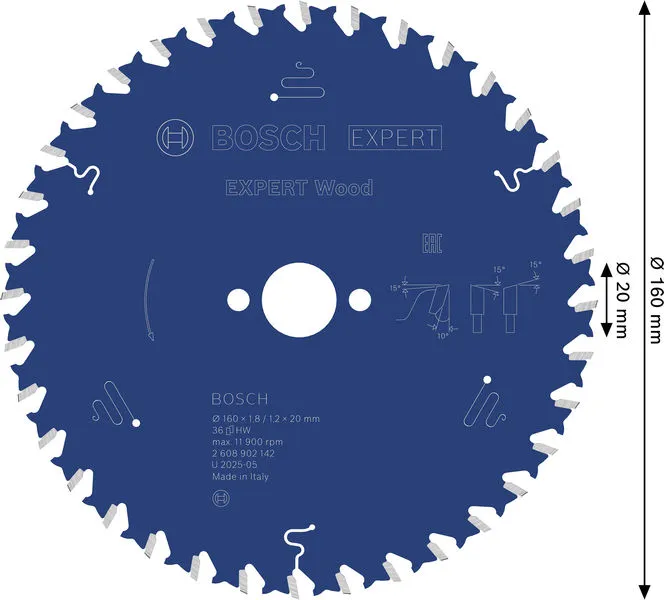 EXPERT Wood list kružne testere, 160×1,8/1,2×20 mm, T36 2608902142
