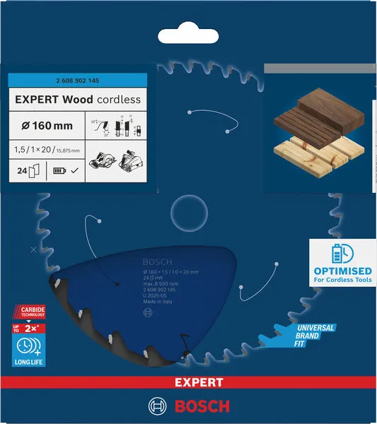 EXPERT Wood cordless list kružne testere, 160×1,5/1×20 mm, T24 2608902145