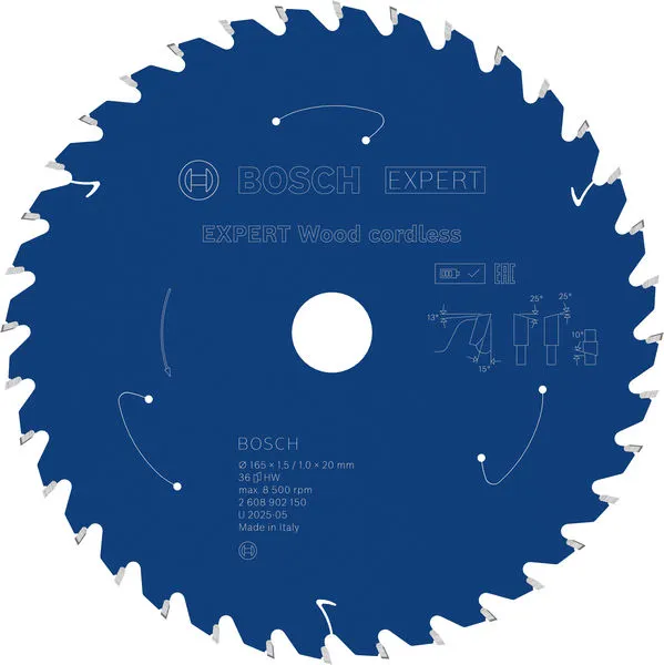 Bosch EXPERT Wood cordless list kružne testere, 165×1,5/1×20 mm, T36 2608902150