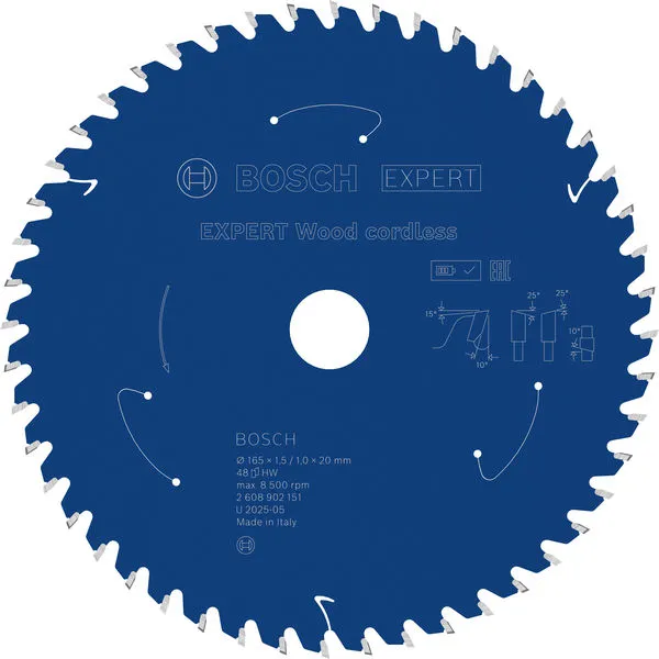 Bosch EXPERT Wood cordless list kružne testere, 165×1,5/1×20 mm, T48 2608902151