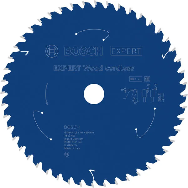 Bosch EXPERT Wood cordless list kružne testere, 184×1,6/1×20 mm, T48 2608902153