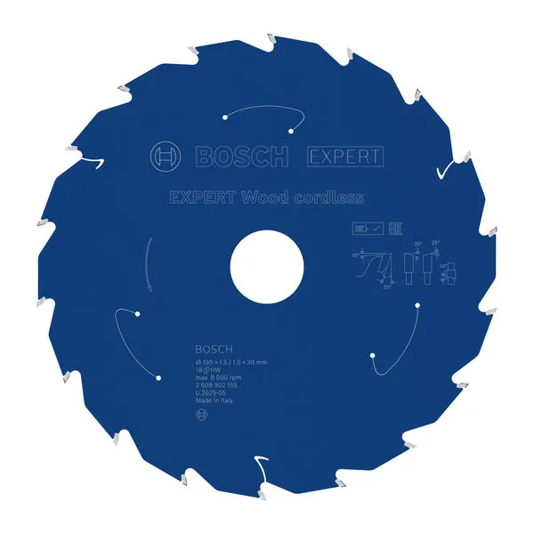 Bosch EXPERT Wood cordless list kružne testere, 190×1,5/1×30 mm, T18 2608902155