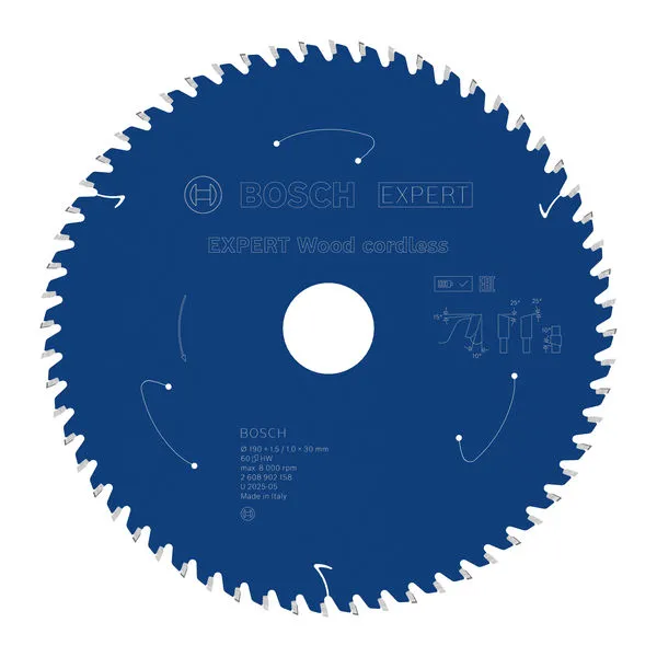 Bosch EXPERT Wood cordless list kružne testere, 190×1,5/1×30 mm, T60 2608902158
