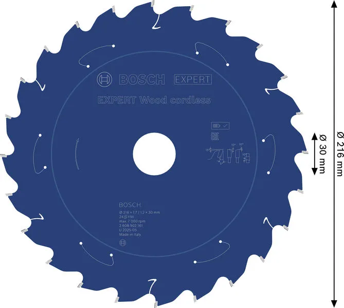 EXPERT Wood cordless list kružne testere, 216×1,7/1,2×30 mm, T24 2608902161