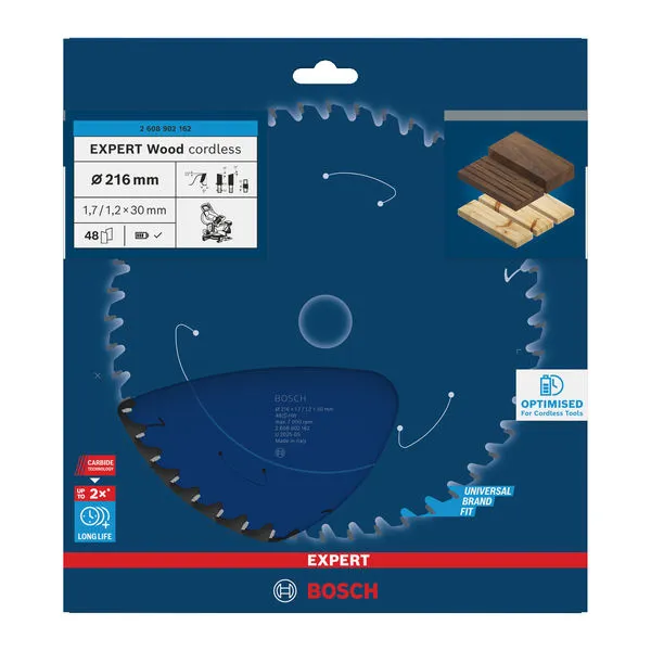 EXPERT Wood cordless list kružne testere, 216×1,7/1,2×30 mm, T48 2608902162