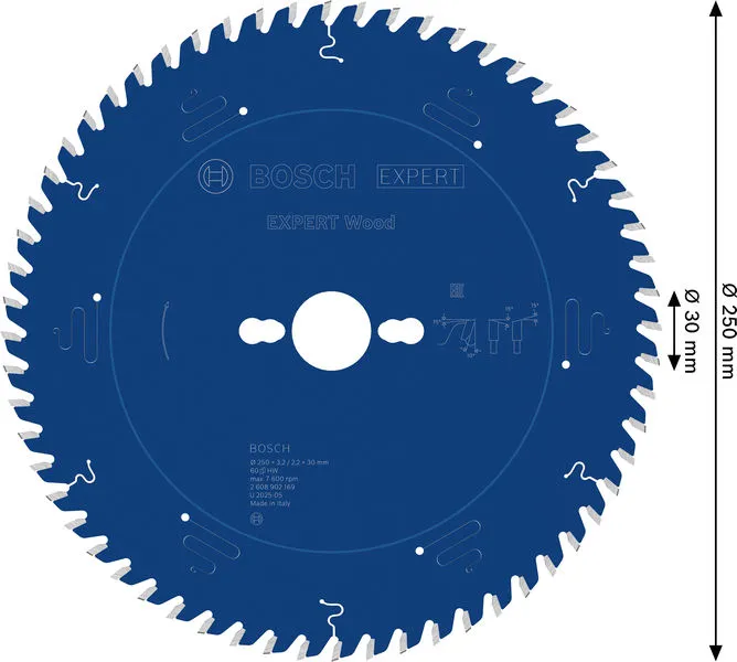 EXPERT Wood list kružne testere, 250×3,2/2,2×30 mm, T60 2608902169