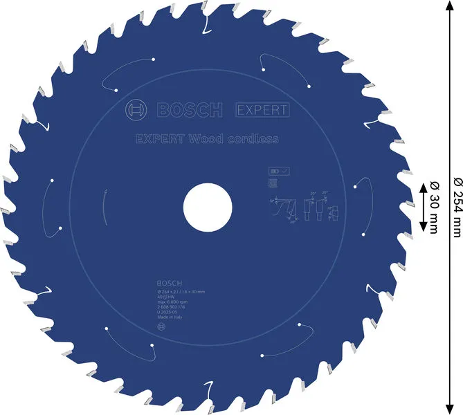 EXPERT Wood cordless list kružne testere, 254×2,1/1,6×30 mm, T40 2608902176