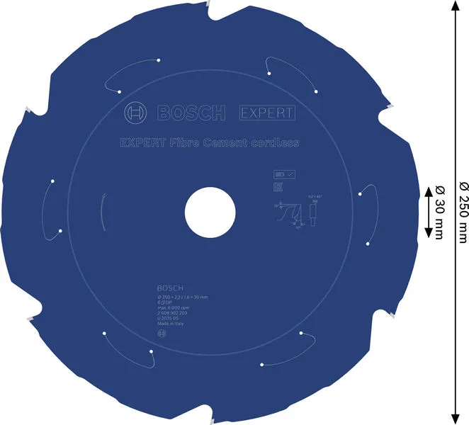 EXPERT Fibre Cement cordless list kružne testere, 250×2,2/1,6×30 mm, T6 2608902203