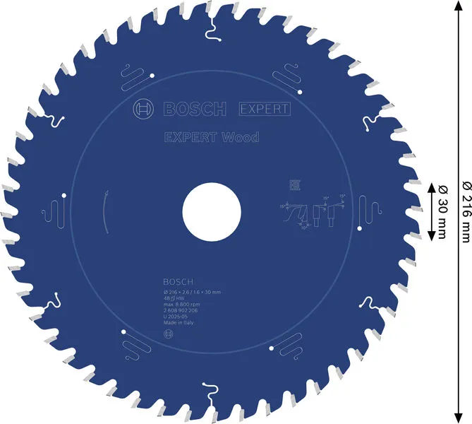 EXPERT Wood list kružne testere, 216×2,6/1,6×30 mm, T48 2608902206