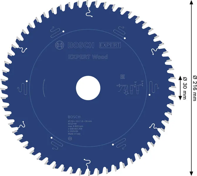 EXPERT Wood list kružne testere, 216×2,6/1,6×30 mm, T60 2608902208