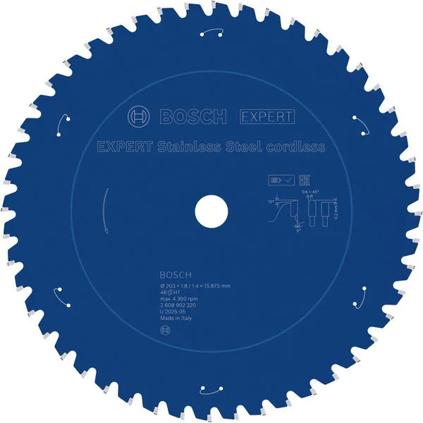 Bosch EXPERT Stainless Steel aku list kružne testere, 203×1,8/1,4×15,875 mm, T48 2608902220