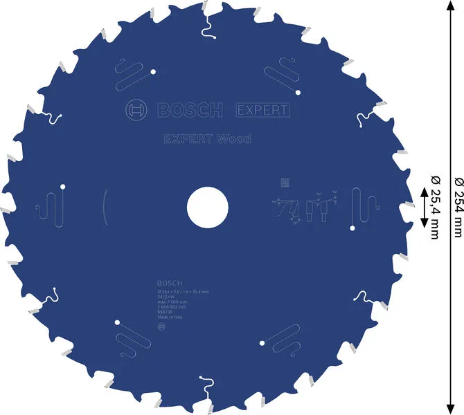 EXPERT Wood list kružne testere, 254×2,6/1,8×25,4 mm, T24 2608902240