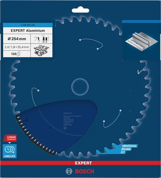 EXPERT Aluminium list kružne testere, 254×2,4/1,8×25,4 mm, T120 2608902245