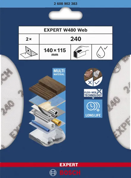 Ručni brusni list EXPERT W480 Web 1/4, 115 mm x 140 mm, G240 2608902383