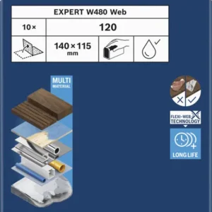 Ručni brusni list EXPERT W480 Web 1/4, 115 mm x 140 mm, G120 2608902385
