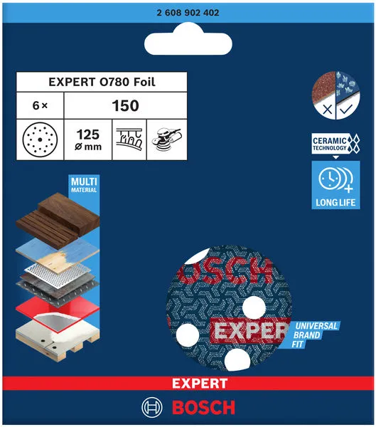 EXPERT O780 brusni disk sa folijom, 125 mm, G150 2608902402