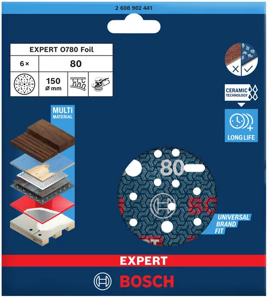 EXPERT O780 brusni disk sa folijom, 150 mm, G80 2608902441