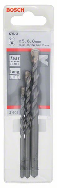 Bosch 3-delni komplet CYL-3 burgija za beton, 5/6/8 mm 2608597709