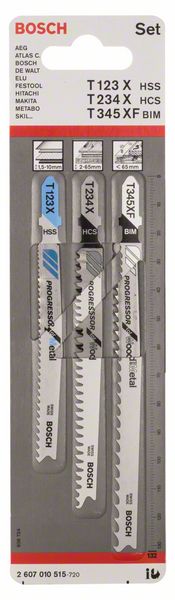 Bosch 3-delni komplet listova ubodne testere sa T držačem Progressor for Wood and Metal 2607010515