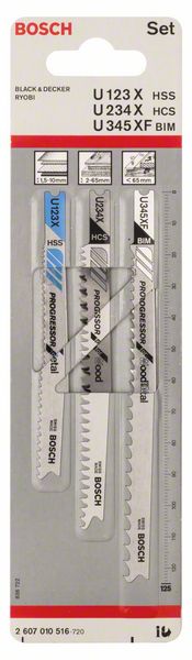 Bosch 3-delni komplet listova ubodne testere sa U držačem Progressor for Wood and Metal 2607010516