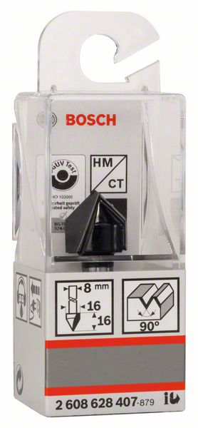 Bosch Glodalo za V-kanale, 8 mm, D1 16 mm, L 16 mm, G 45 mm, 90° 2608628407