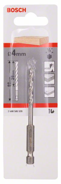 Bosch Spiralna burgija za drvo, 1/4" šestostrana drška 2608595520